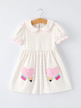 Back to School Polka Dot Girls Dress Pencil Bow Applique