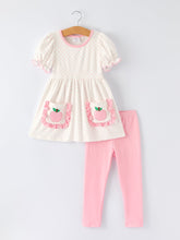 Back To School Girls' Apple Applique Set with Pockets