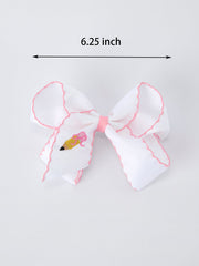 Back to School Yellow Pencil Bow Hair Clip 6.25 Inch