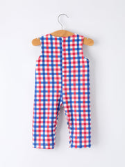 4th of July Plaid Flag Baby Boy Romper