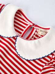 4th of july Bow Applique Striped Dress
