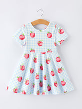 Back to School Apple Plaid Girls Dress Short Sleeve