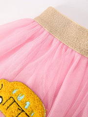 Back To School School Bus Girls Skirt Tulle Applique Skirt