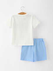 4th of July Flag Boys Set Short Sleeve Top Shorts