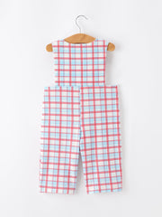 4th of July Plaid Boys Romper Smocked Flag Button Strap