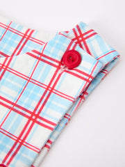 4th of July Plaid Boys Romper Smocked Flag Button Strap