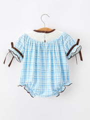 Bear Smocked Plaid Baby Bubble