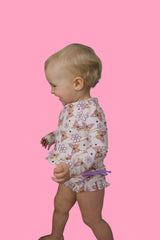 BLOSSOMIN' BUTTERFLY DREAM 2-PIECE RASH GUARD RUFFLE SWIM SUIT
