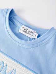 "I ❤ MOMMY" Embroidery Smocking Baby Boys Striped Shorts Set