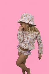 BLOSSOMIN' BUTTERFLY DREAM 2-PIECE RASH GUARD RUFFLE SWIM SUIT