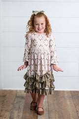 3 Ruffle Sage Ruffle Dress