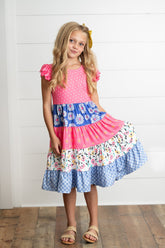 Ava Hot Pink Tiered Ruffles Dress