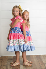 Ava Hot Pink Tiered Ruffles Dress