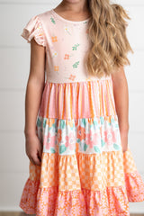 Ava Retro Floral Tiered Dress