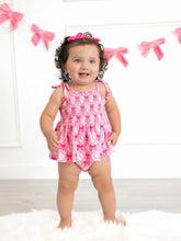 Baby Girl Pink Baseball Bow Print Romper Summer Outfit