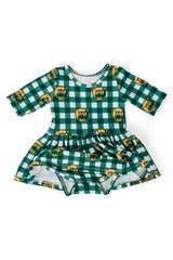 Baylor Plaid Bear 3/4 Sleeve Twirl Bodysuit