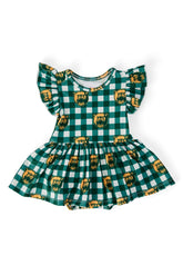 Baylor Plaid Bear Flutter Twirl Bodysuit
