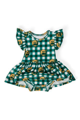 Baylor Plaid Bear Flutter Twirl Bodysuit