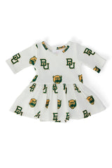 Baylor White Bear 3/4 Sleeve Twirl Bodysuit