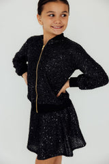 Black Sequin Twirl Skort