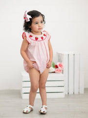 Baby Girls Strawberry Plaid Smocked Romper