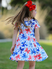 4th Of July Bow Star Girls Dress
