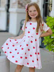Back to School Apple Striped Sweet Girl Dress