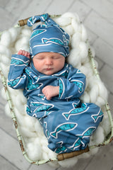 Blue Fish Baby Gown