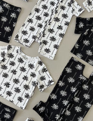Bamboo Shorty Romper | Palm Style White