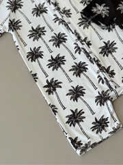 Bamboo Shorty Romper | Palm Style White