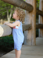 4th of july Flag Embroidery Smocking Boys Romper