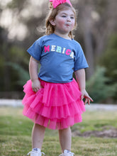 4th of july “MERICA”Top Girls Gauze Skirt