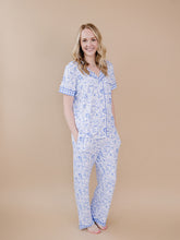 Bamboo Women's Button Up Set | Blue Flowers