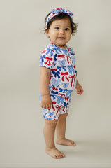Bamboo Shorts Set | Red-White & Bows