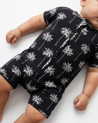 Bamboo Shorty Romper | Palm Style Black