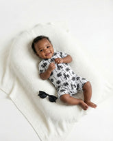 Bamboo Shorty Romper | Palm Style White