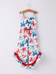 4th of july Bow Print Jumpsuit