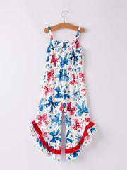 4th of july Bow Print Jumpsuit