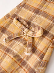 Autumn Thanksgiving Halloween Yellow and Brown Plaid Girls Jeans