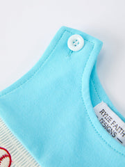 Baby Boy Baseball Romper – Blue Sleeveless Sports Outfit with Embroidery