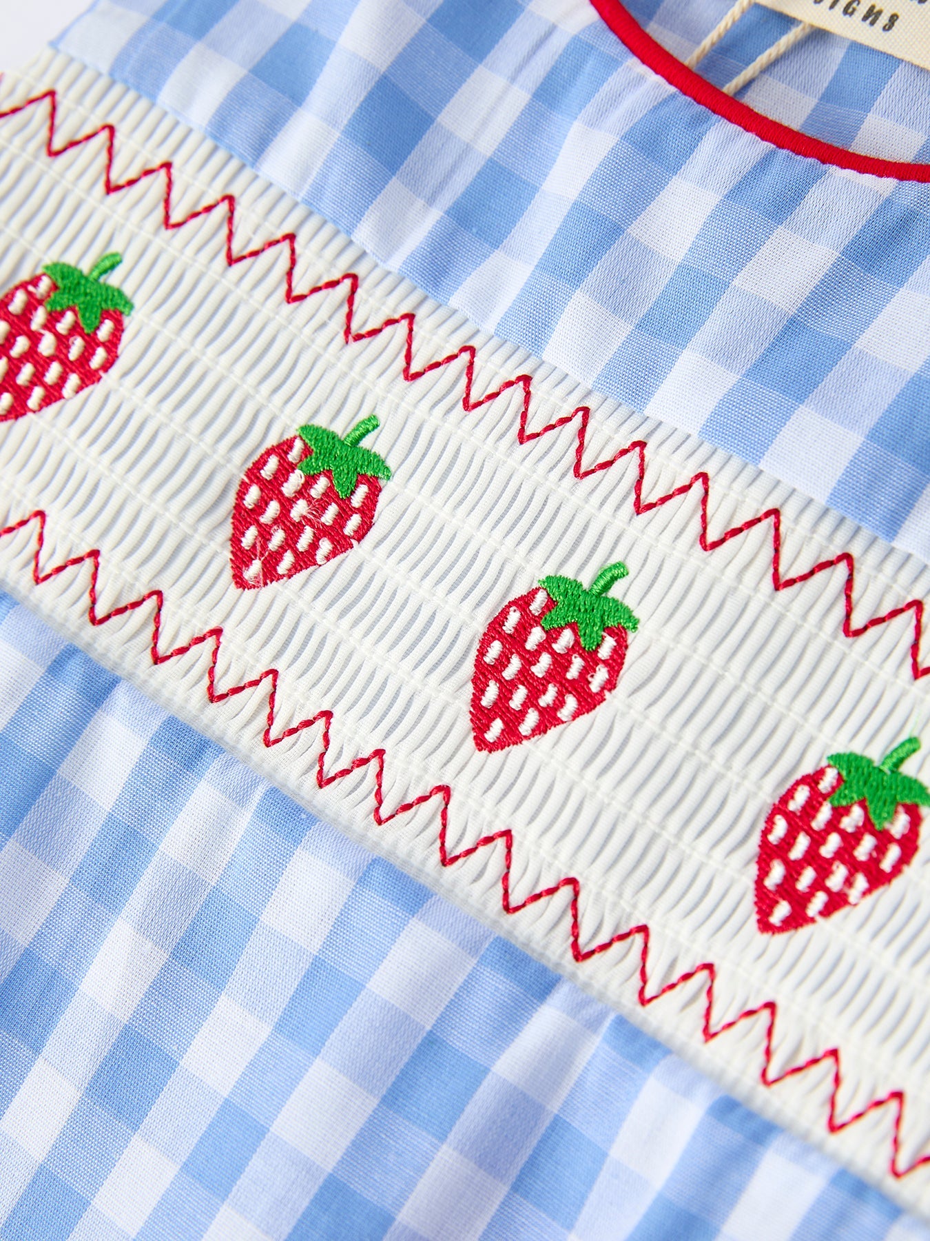 Baby Boys Summer Strawberry Embroidered Smocked Romper