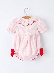 Baby Girls' Plaid Smocked Strawberry Applique Romper