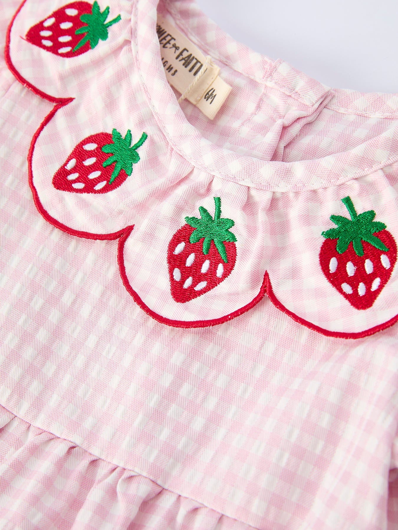 Baby Girls' Plaid Smocked Strawberry Applique Romper
