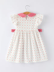 4th of July Dot Girls Dress Bow Ruffle Peter Pan Collar