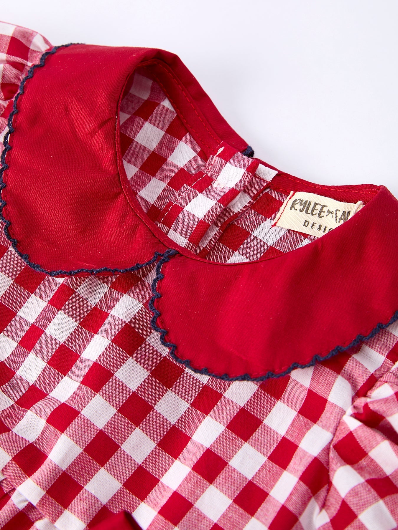 4th of July Flag Plaid Girl Peter Pan Collar Romper Bow