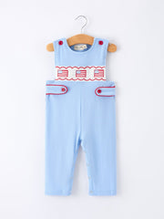 4th of July Flag Baby Boys Romper Smocked