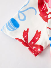 4th of july Color Bow Printed Short Sleeves Dress