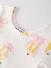 Back to School Bow Pencil Print Girls Dress