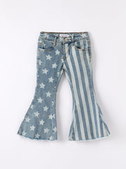 4th of july Patriotic Star Stripe Flare Jeans