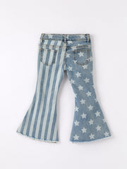 4th of july Patriotic Star Stripe Flare Jeans